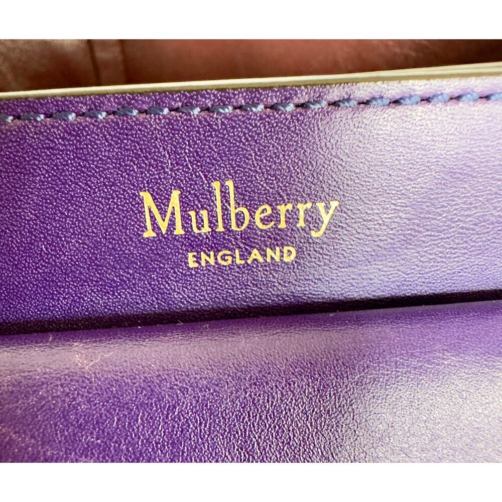 Mulberry Maple Goatskin Leather Tote Burgundy Purple Removable Pouch - Picture 13 of 15